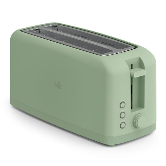 bella 4-Slice Slim Toaster with Extra Long Slot, 6 Setting Shade Control with Reheat & Cancel Buttons, Anti Jam & Auto Shutoff, Seaglass