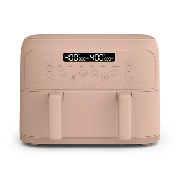 bella 4 Qt Dual Basket TriZone® Air Fryer with EverGood™ Ceramic Nonstick Coating, Removable Divider, Blossom