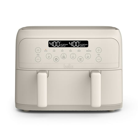 bella 4 Qt Dual Basket TriZone® Air Fryer with EverGood™ Ceramic Nonstick Coating, Removable Divider, Oatmilk