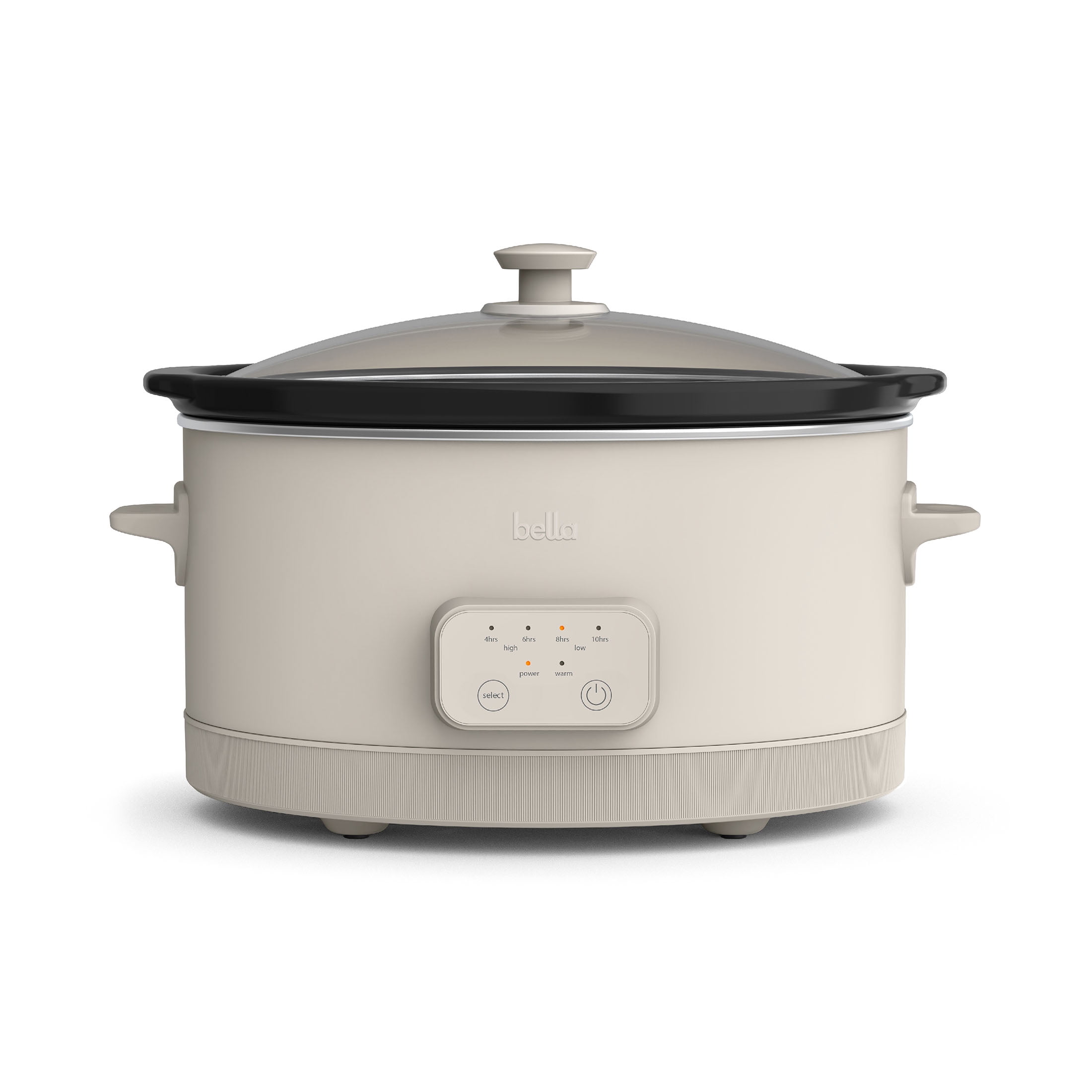 bella 6 Qt Digital Programmable Slow Cooker with Ceramic Nonstick Coating, Adjustable Temperature & Cooking Time, Dishwasher Safe Pot & Tempered Glass Lid, Oatmilk