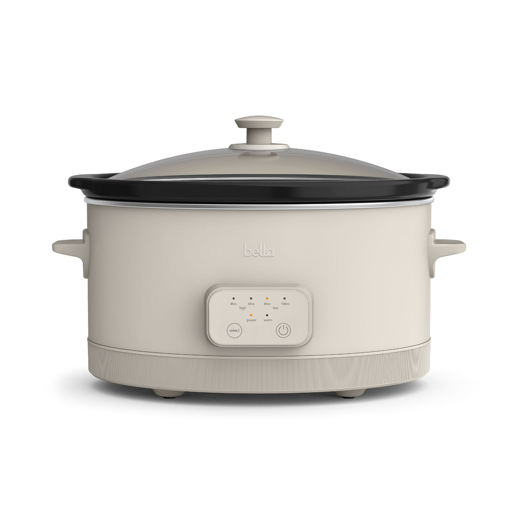 bella 6 Qt Digital Programmable Slow Cooker with Ceramic Nonstick Coating, Adjustable Temperature & Cooking Time, Dishwasher Safe Pot & Tempered Glass Lid, Oatmilk