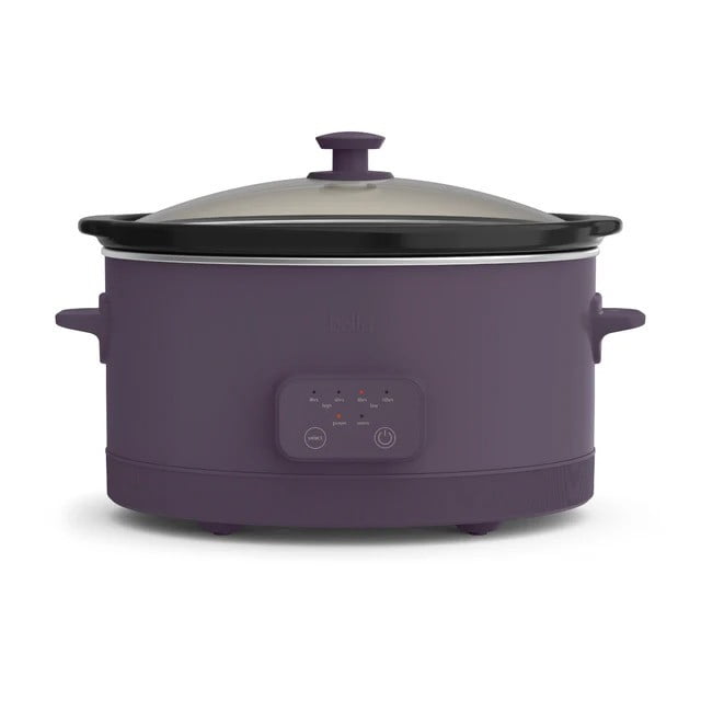 bella 6 Qt Digital Programmable Slow Cooker with Ceramic Nonstick Coating, Adjustable Temperature & Cooking Time, Dishwasher Safe Pot & Tempered Glass Lid, Plum