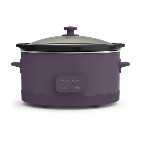 bella 6 Qt Digital Programmable Slow Cooker with Ceramic Nonstick Coating, Adjustable Temperature & Cooking Time, Dishwasher Safe Pot & Tempered Glass Lid, Plum