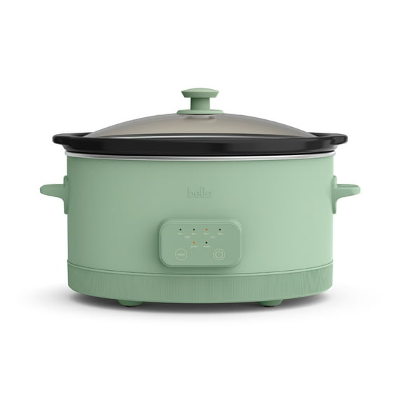 bella 6 Qt Digital Programmable Slow Cooker with Ceramic Nonstick Coating, Adjustable Temperature & Cooking Time, Dishwasher Safe Pot & Tempered Glass Lid, Seaglass