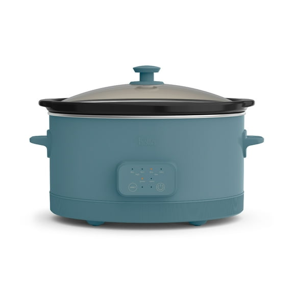 bella 6 Qt Digital Programmable Slow Cooker with Ceramic Nonstick Coating, Adjustable Temperature & Cooking Time, Dishwasher Safe Pot & Tempered Glass Lid, Surf