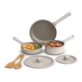 bella 7-Piece Ceramic Nonstick Cookware Set, Oatmilk