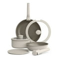 thumbnail image 1 of bella 8-Piece Piece Ceramic Nonstick Cookware Set with Removable Handles, Oatmilk, 1 of 7