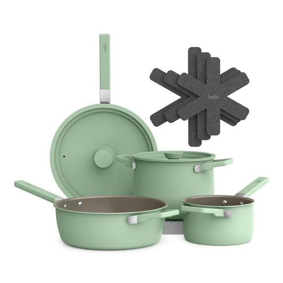 bella 9-Piece Cookware Set, Fits-anywhere™ Kitchenware, Seaglass