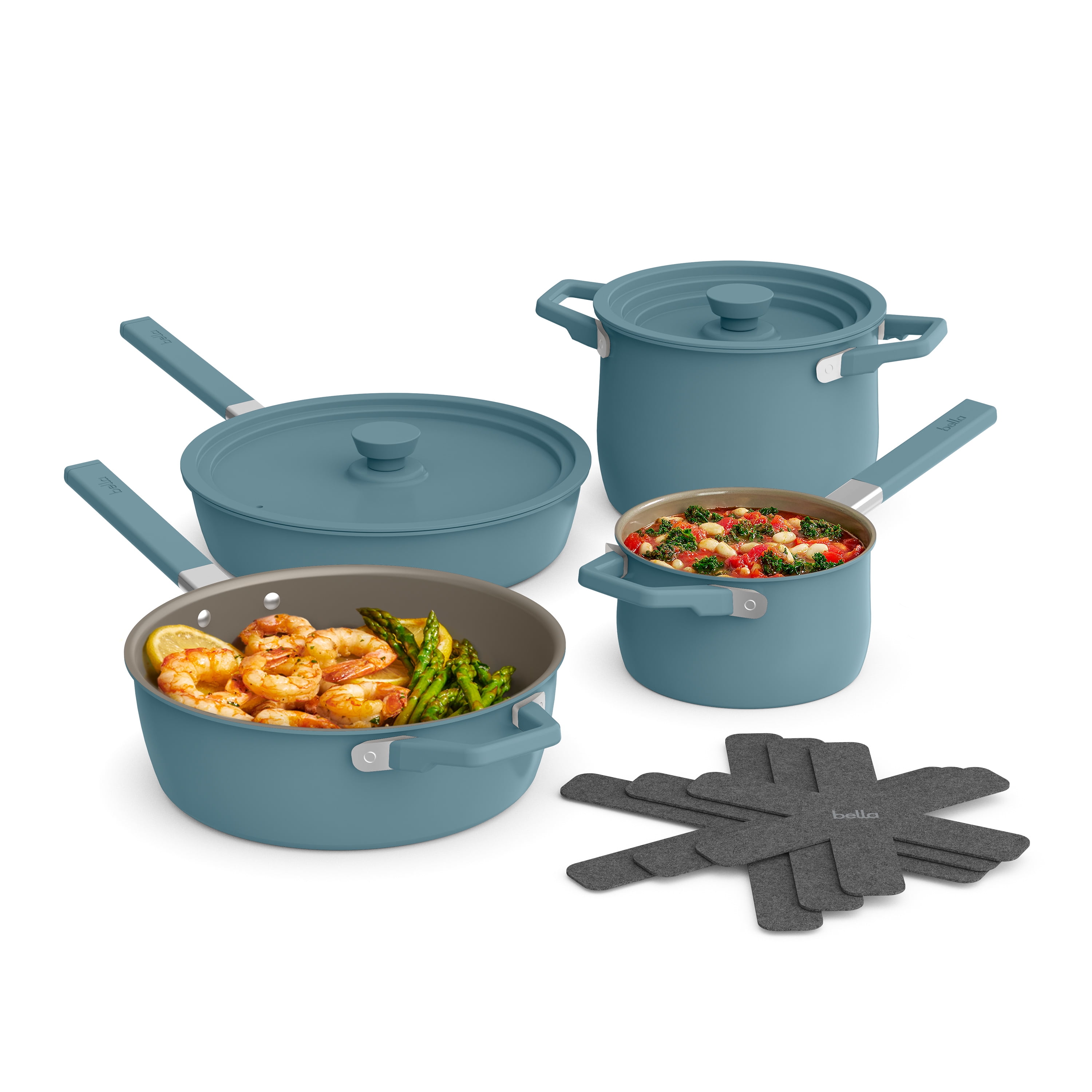 Bella 9-Piece Surf Blue Aluminum Ceramic Nonstick Cookware Set
