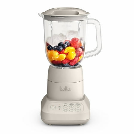 bella 10 Speed Countertop Blender, 48 oz Dishwasher Safe Pitcher, Juicer & Smoothie Maker with Fits-Anywhere™ Slim Flip & Store Design, Stainless Steel Blade, Oatmilk
