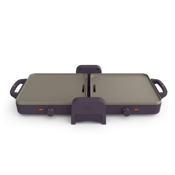 bella 10"x 20" Ceramic Fold-n-Store Dual Temp Griddle, EverGood™ Ceramic Nonstick Coating, Plum