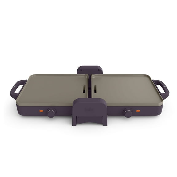 bella 10"x 20" Ceramic Fold-n-Store Dual Temp Griddle, EverGood™ Ceramic Nonstick Coating, Plum