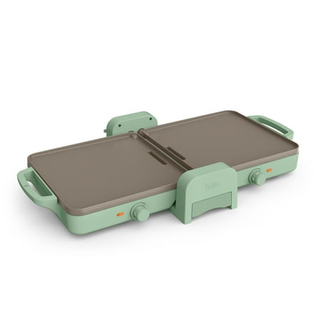 Bella - Fits-anywhere Kitchenware: 10" x 20" Fold & Store Dual Temp Electric Griddle - Seaglass