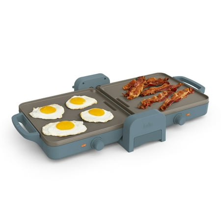 Bella - Fits-anywhere Kitchenware: 10" x 20" Fold & Store Dual Temp Electric Griddle - Surf