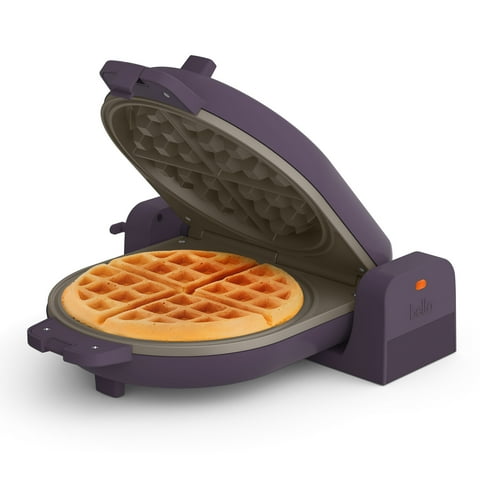 bella Flip-n-Store Belgian Waffle Maker with EverGood™ Ceramic Nonstick Coating, Power Indicator Light & Cool-Touch Handle, Plum