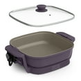 thumbnail image 1 of bella 12" Make & Take Electric Skillet with EverGood™ Ceramic Nonstick Coating, Adjustable Temperature, Dishwasher-Safe Glass Lid, Plum, 1 of 9