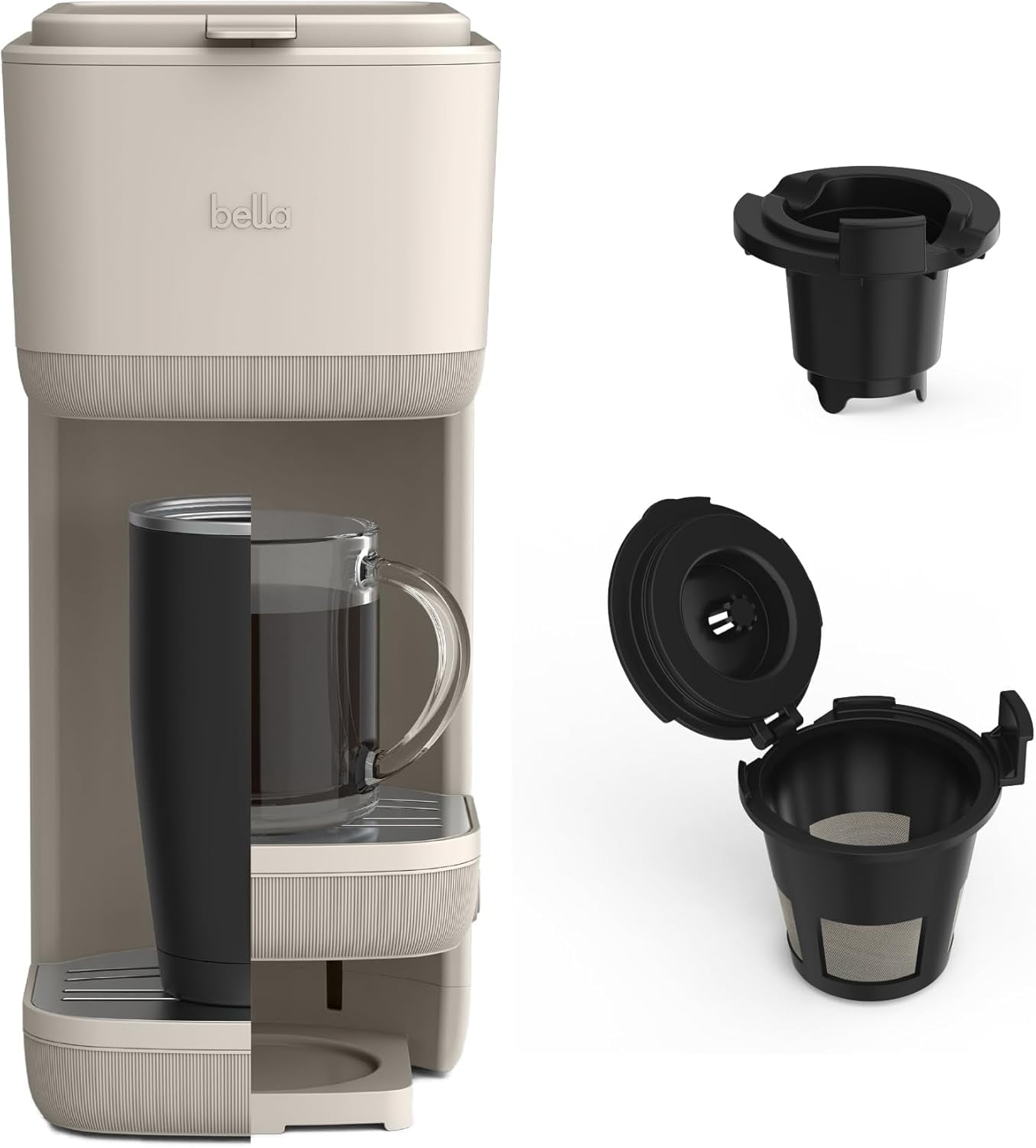 bella Single Serve Coffee Maker, K Cup & Coffee Ground