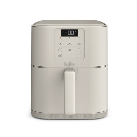 bella 6 Qt Slim Digital Air Fryer with EverGood™ Ceramic Nonstick Coating, 6 Preset Cooking Options, Oatmilk