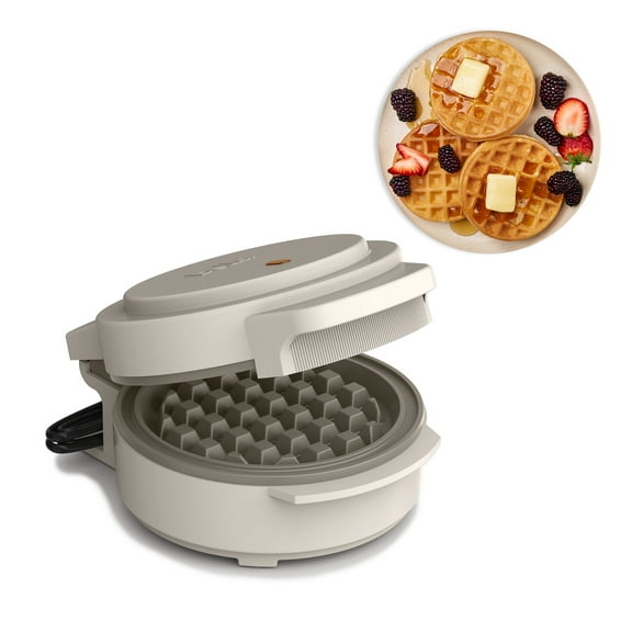 bella Snack-n-Store Mini Waffle Maker with EverGood Ceramic Nonstick Coating, Ready Indicator Light & Cool Touch Handles, Oatmilk
