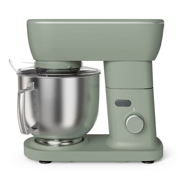 bella Stir 5.3 QT Tilt-Head Stand Mixer with Dough Hook, Flat Beater, Whisk & Splash Guard, Aloe