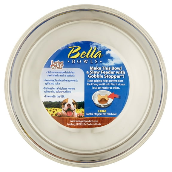 bella X-Large Copper Bowl with Gobble Stopper for Pets, Copper
