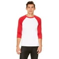 thumbnail image 1 of bella + canvas unisex 3/4-sleeve baseball t-shirt - black/ red - xs - (style # 3200 - original label) - (discount on bulk qty), 1 of 4
