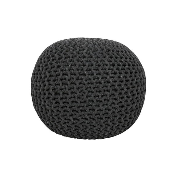 bellolin Hand-Knitted Round Boho Pouf | Cable Knitted Cord Boho Pouffe | Stuffed Poof Accent Beanbag Chair | Footrest for Living Room, Bedroom, Nursery, Covered Patio (19.5"X19.5" X14") (Gray)