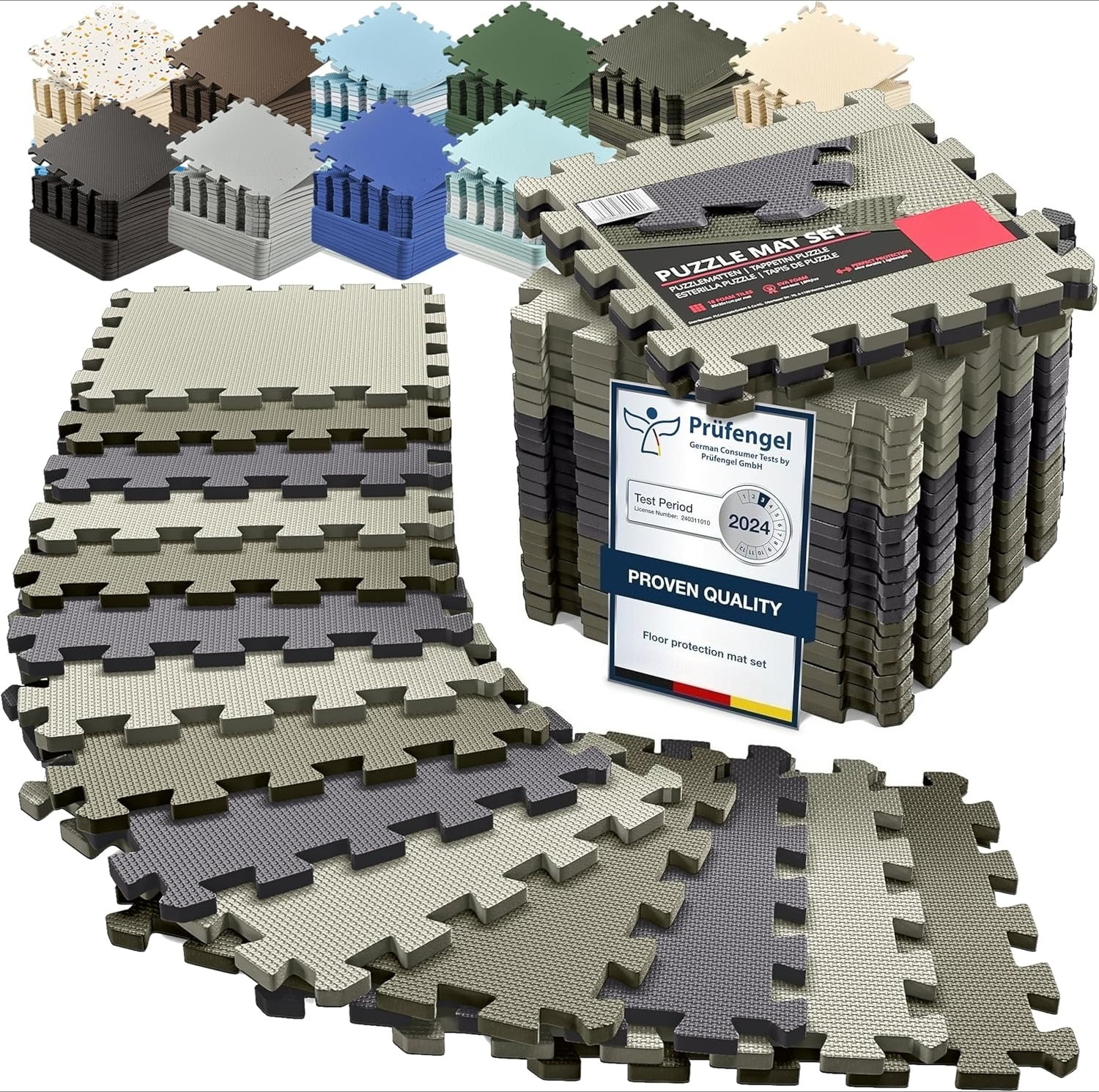 bemaxx Gym Mats Set-18pcs EVA Interlocking Foam Floor Tiles (12.6"x12.6"x0.4") 18sqft Protective Gym Flooring Sports Home Workout Exercise Mats Puzzle Garage Fitness Play-Room Garage Pool Treadmill