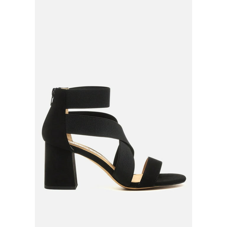 Benicia Elastic Strappy Block Heel Sandals Walmart