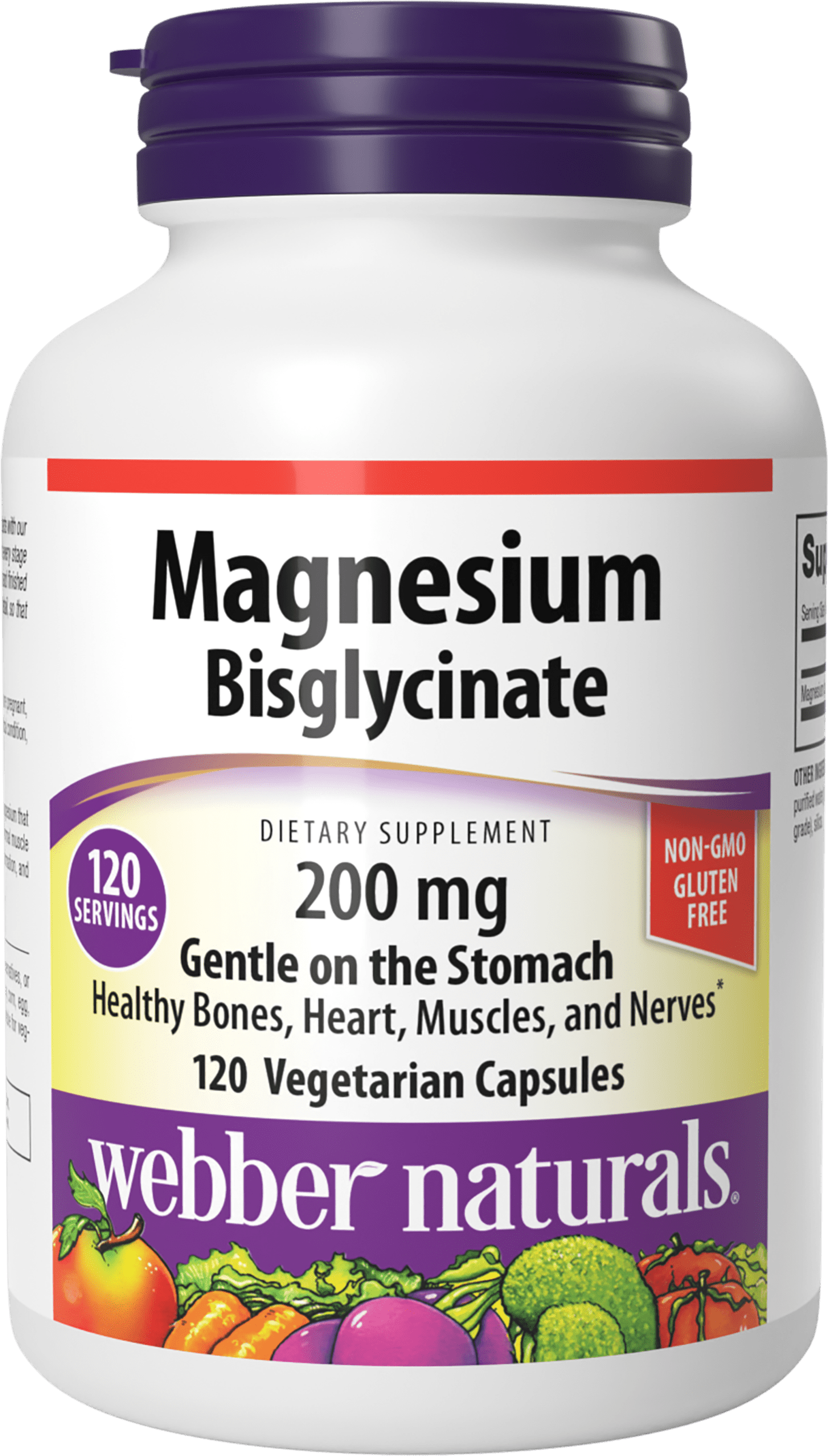 ber Naturals Magnesium Bisglycinate 200 mg, 120 Vegetarian Capsules