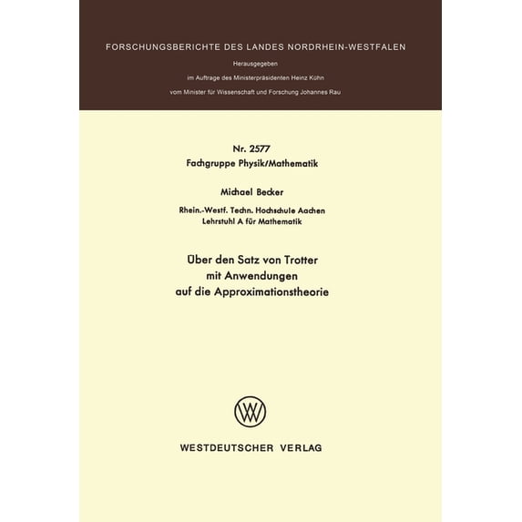 Ãber den Satz von Trotter mit Anwendungen auf die Approximationstheorie, (Paperback)