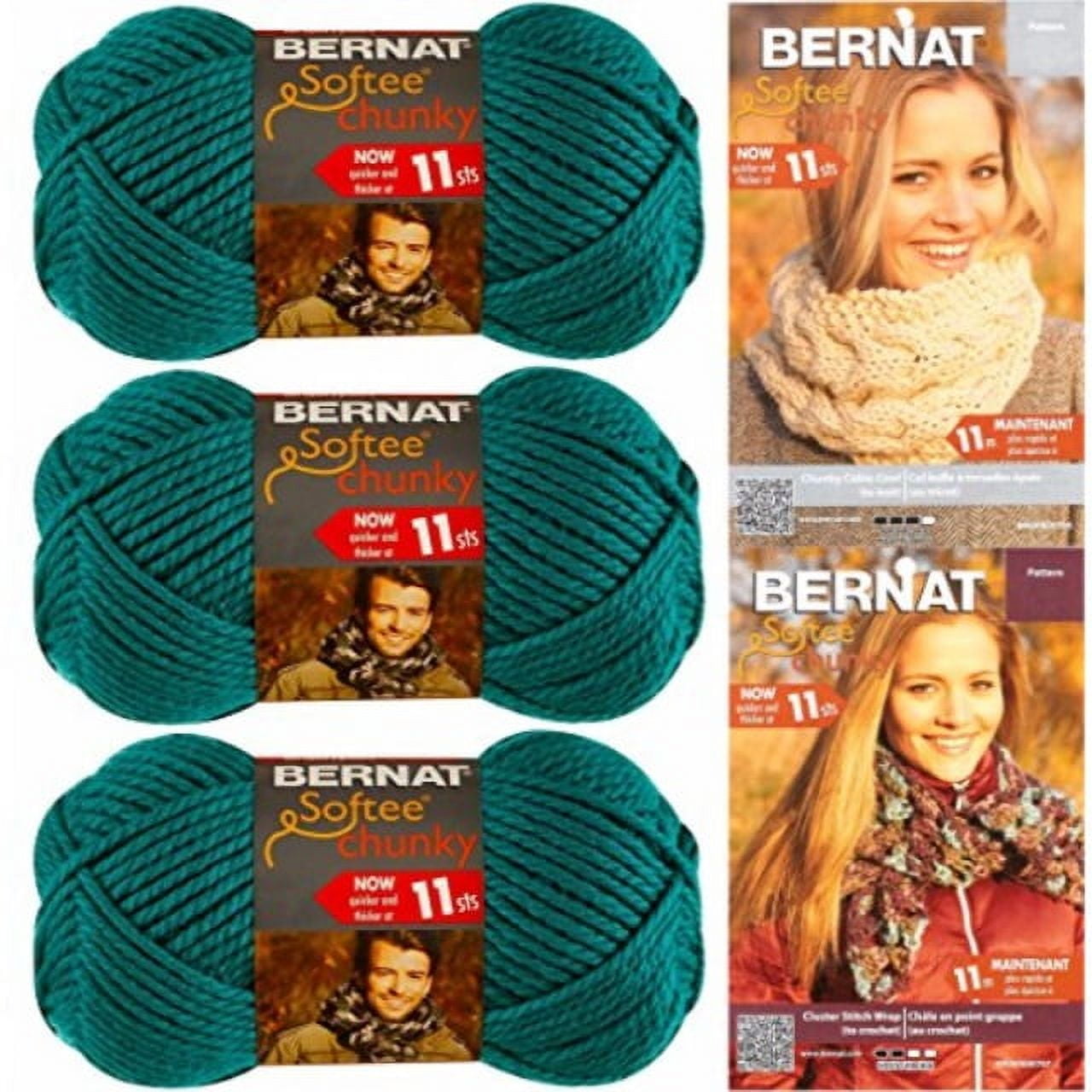 bernat softee chunky yarn bundle super bulky #6, 3 skeins emerald 28200