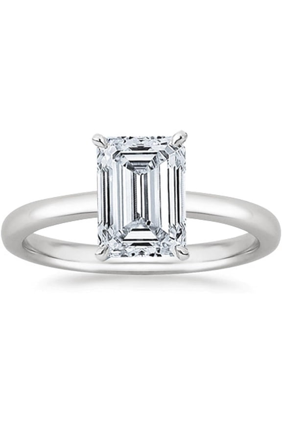 0.50 Ct Emerald Cut White Diamond Wedding Engagement Solitaire Ring 14K White Gold Plated 925 Sterling Silver For Women's -4