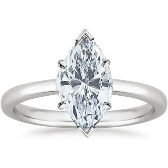 beryl_creation 0.80 Ct Marquise Cut White Diamond Engagement Wedding Solitaire Ring 14K White Gold Plated 925 Sterling Silver For Women's - 7