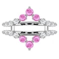 thumbnail image 1 of beryl_creation 1.00 Ct Round Cut Pink Sapphire & Diamond For Women's Wedding Enhancer Guard Wrap Ring 14K White Gold Plated 925 Sterling Silver -8.5, 1 of 1