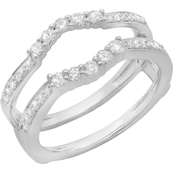 beryl_creation 1.00Ct Round Cut Diamond Enhancer Wrap Guard Engagement Wedding Women's Ring 14k White Gold Finish