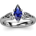 thumbnail image 1 of beryl_creation 1.10 Ct Marquise Cut Blue Sapphire Halo Wedding Engagement Ring 14K White Gold Plated 925 Sterling Silver For Women's -8, 1 of 1