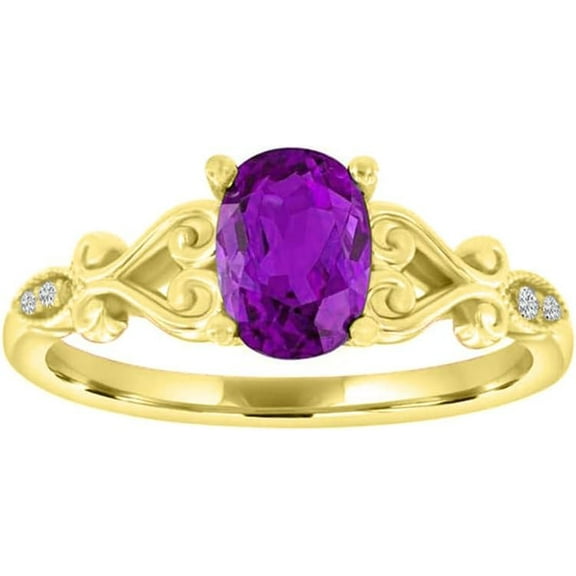 beryl_creation 1.10 Ct Oval Cut Purple Amethyst Wedding Engagement Halo Ring 14K Yellow Gold Plated 925 Sterling Silver For Women's -9