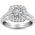 thumbnail image 1 of beryl_creation 1.15 Ct Round Cut White Diamond Wedding Engagement Halo Ring 14K White Gold Plated 925 Sterling Silver For Women's -7, 1 of 1
