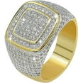 thumbnail image 1 of beryl_creation 1.20 Ct Round Cut White Diamond Wedding Engagement Cluster Pinky Ring 14K Yellow Gold Plated 925 Sterling Silver For Men's -8.5, 1 of 1