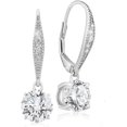 thumbnail image 1 of beryl_creation 1.20Ct Round Cut White Diamond Drop Dangle Lever Back Earring 14K White Gold Plated For Women's, 1 of 1