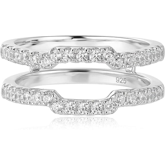 beryl_creation 1.20Ct Round Cut White Diamond Wrap Enhancer Engagement Wedding Ring 14k White Gold Finish For Women's & Girls 925 Sterling Silver -10