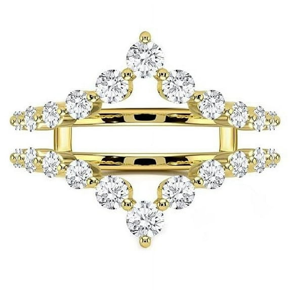 beryl_creation 1.22 Ct Round Cut White Diamond Enhancer Guard Wrap Wedding Ring For Women's 14K Yellow Gold Plated 925 Sterling Silver -8.5