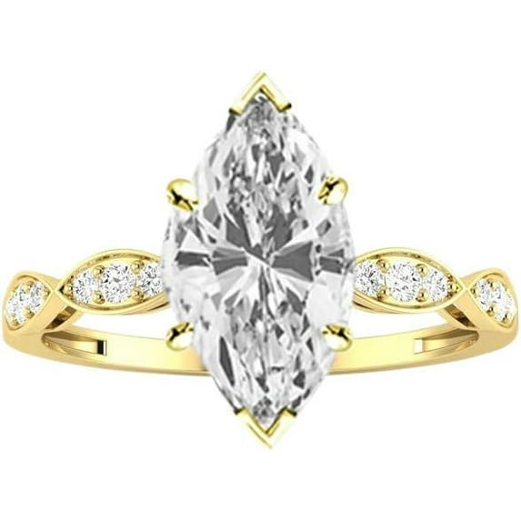 beryl_creation 1.27 Ct Marquise Cut White Diamond Engagement Wedding Halo Ring 14K Yellow Gold Plated 925 Sterling Silver For Women's -9.5