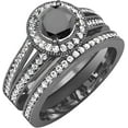 thumbnail image 1 of beryl_creation 1.30 Ct Round Cut Black Diamond Wedding Engagement Bridal Ring Set 14K Black Gold Plated 925 Sterling Silver For Women's -4, 1 of 1