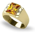 thumbnail image 1 of beryl_creation 1.50 Ct Emerald Cut Yellow Citrine Wedding Engagement Band Pinky Ring 14K Yellow Gold Plated 925 Sterling Silver For Men's -9, 1 of 3