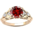 thumbnail image 1 of beryl_creation 1.50 Ct Round Cut Red Garnet Wedding Engagement Halo Ring 14K Rose Gold Plated 925 Sterling Silver For Women's -8, 1 of 3