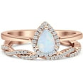 thumbnail image 1 of beryl_creation 14K Rose Gold Plated 2.20 Ct Pear Cut Fire Opal Christmas Thanksgiving Engagement Bridal Ring Set 925 Sterling Silver For Women's -5, 1 of 3