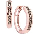thumbnail image 1 of beryl_creation 14K Rose Gold Plated Silver 1.50 Ctw Round Cut Brown Diamond Women's Hoop Huggie Earrings, 1 of 1