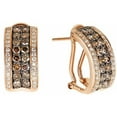 thumbnail image 1 of beryl_creation 14K Rose Gold Plated Silver 1.50 Ctw Round Cut Brown Diamond Women's Multiple Row Hoop Huggie Earrings, 1 of 1